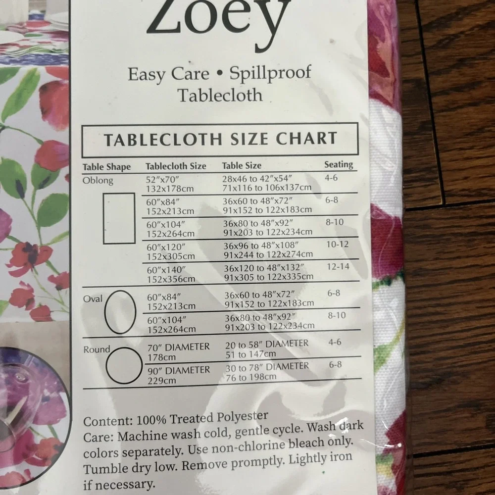 zoey easy care spillproof tablecloth vibrant flowers Indoor Outdoor  52 x 70